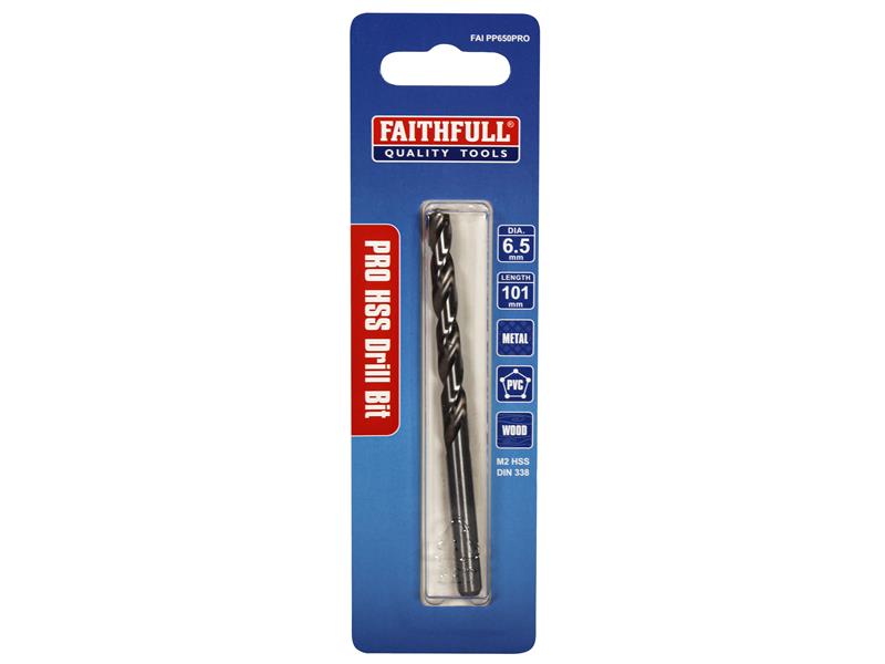 Faithfull Professional HSS Jobber Drill Bit Pre Pack 6.50mm OL:100mm WL:58mm FAIPP650PRO