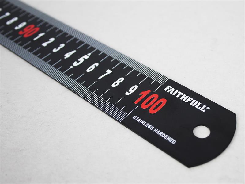 Faithfull Matt Black Stainless Steel Measuring Rule 1000mm FAIRUL1000MB