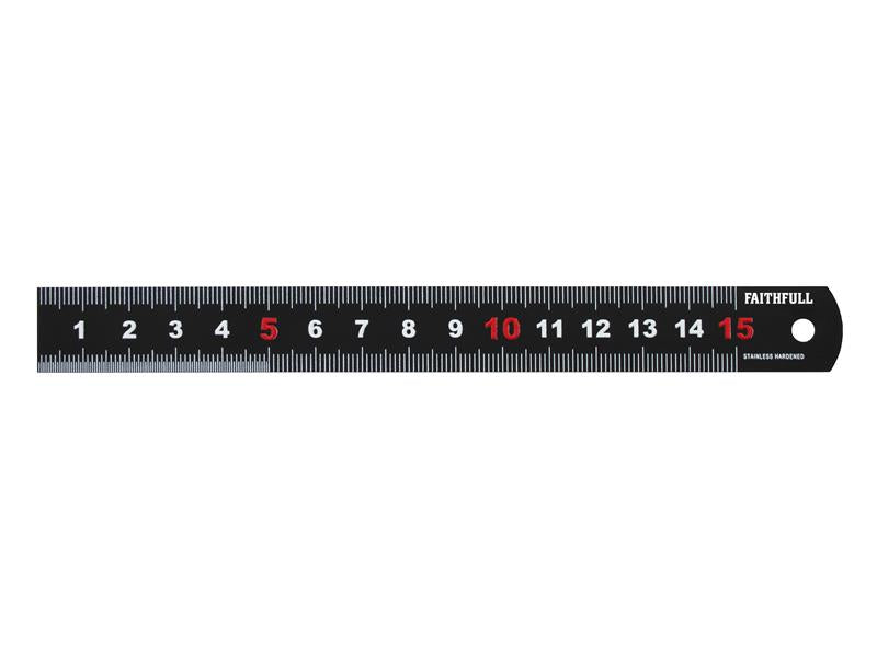 Faithfull Matt Black Stainless Steel Measuring Rule 150mm FAIRUL150MB