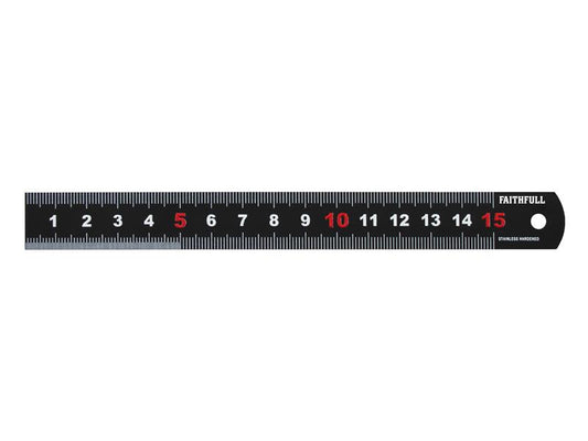 Faithfull Matt Black Stainless Steel Measuring Rule 150mm FAIRUL150MB