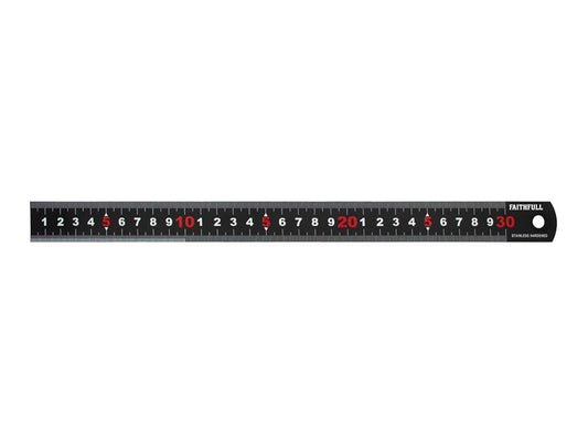 Faithfull Matt Black Stainless Steel Measuring Rule 300mm FAIRUL300MB