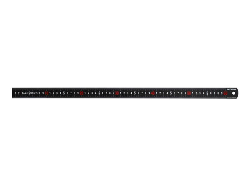 Faithfull Matt Black Stainless Steel Measuring Rule 600mm FAIRUL600MB