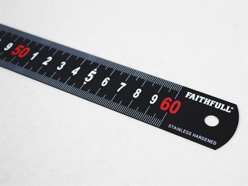 Faithfull Matt Black Stainless Steel Measuring Rule 600mm FAIRUL600MB