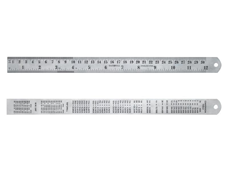 Faithfull Steel Rule 300mm / 12in x 25mm FAIRULE300SS