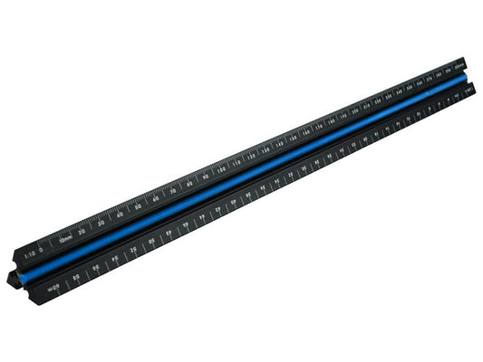 Faithfull Prestige Tri-Scale Architect Rule Black Aluminium 300mm FAIRULETACNC