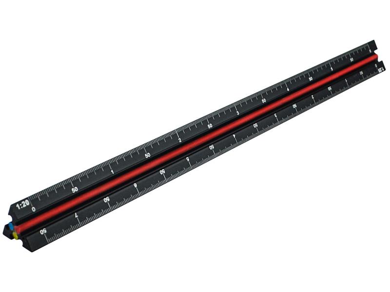 Faithfull Prestige Tri-Scale Engineer Rule Black Aluminium 300mm FAIRULETECNC