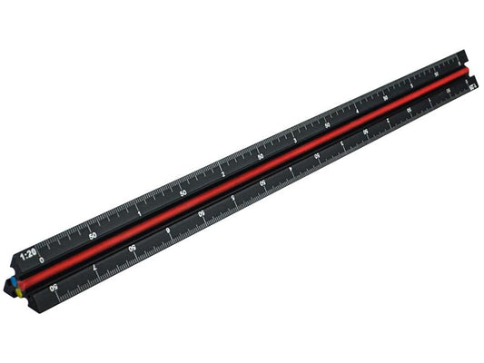 Faithfull Prestige Tri-Scale Engineer Rule Black Aluminium 300mm FAIRULETECNC