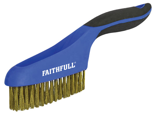 Faithfull Scratch Brush Soft Grip 4 x 16 Row Brass FAISB164SB