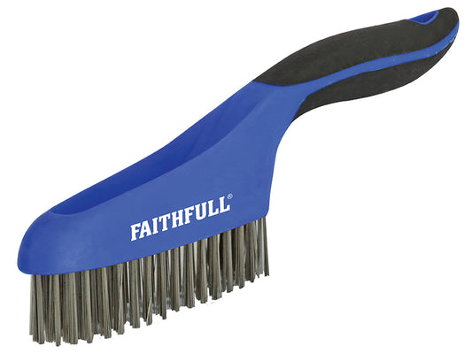 Faithfull Scratch Brush Soft Grip 4 x 16 Row Stainless Steel FAISB164SS