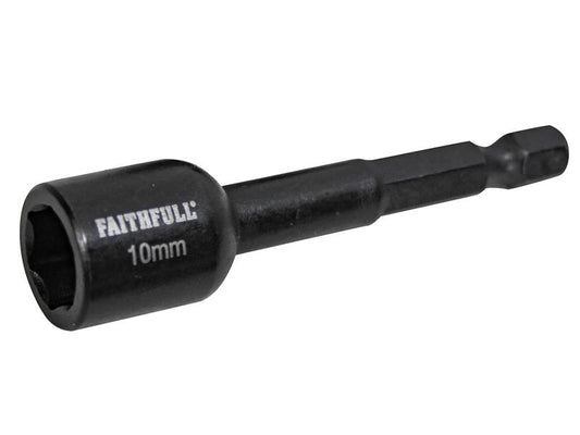 Faithfull Magnetic Impact Nut Driver 10mm x 1/4in Hex FAISBMNUT10I