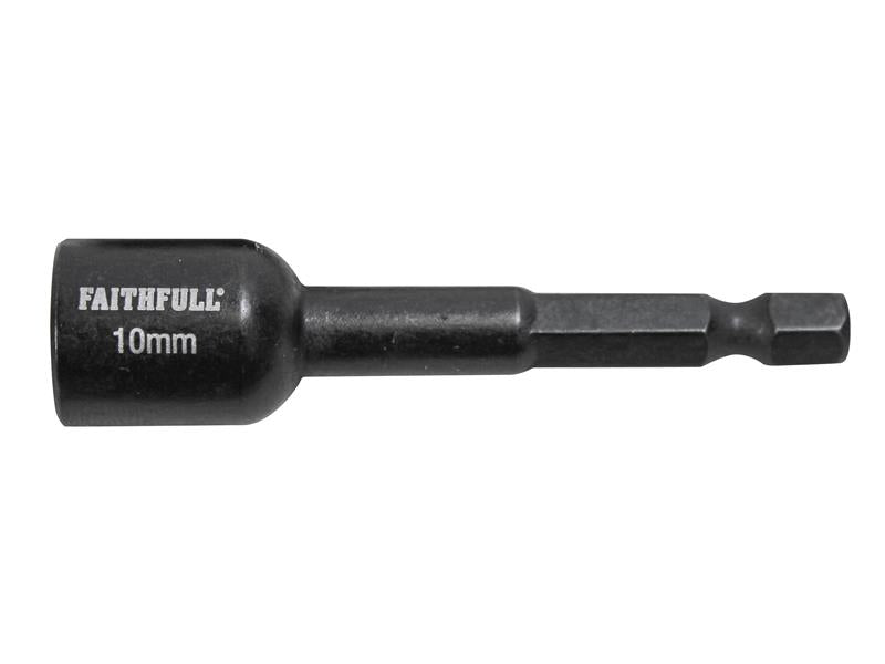 Faithfull Magnetic Impact Nut Driver 10mm x 1/4in Hex FAISBMNUT10I