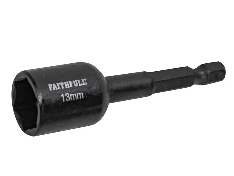 Faithfull Magnetic Impact Nut Driver 13mm x 1/4in Hex FAISBMNUT13I