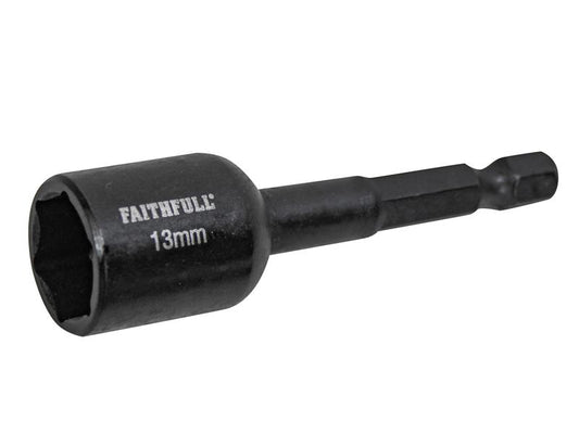 Faithfull Magnetic Impact Nut Driver 13mm x 1/4in Hex FAISBMNUT13I