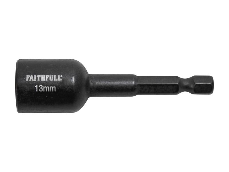 Faithfull Magnetic Impact Nut Driver 13mm x 1/4in Hex FAISBMNUT13I