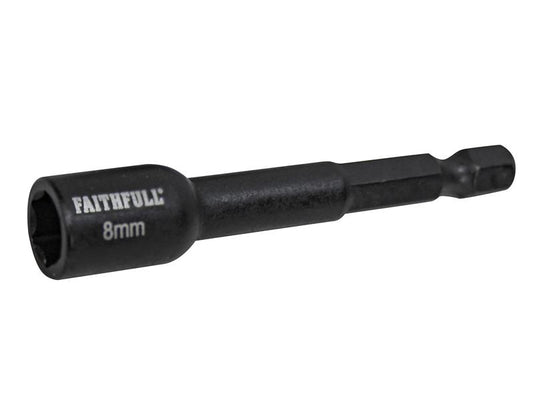 Faithfull Magnetic Impact Nut Driver 8mm x 1/4in Hex FAISBMNUT8I