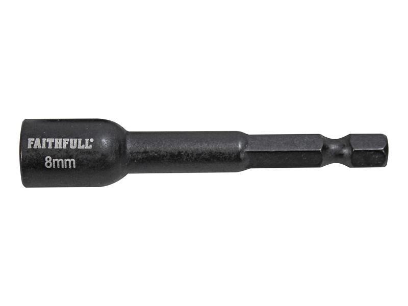 Faithfull Magnetic Impact Nut Driver 8mm x 1/4in Hex FAISBMNUT8I