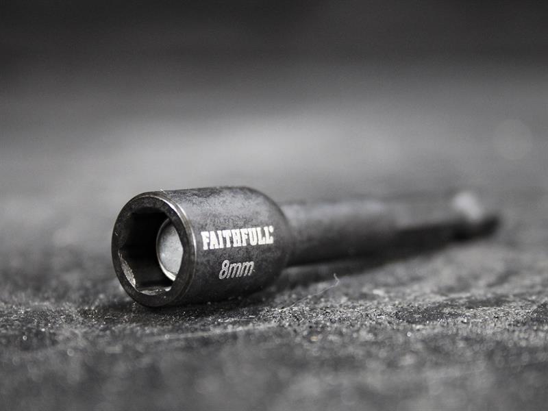 Faithfull Magnetic Impact Nut Driver 8mm x 1/4in Hex FAISBMNUT8I