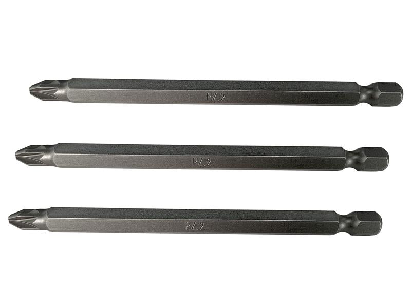 Faithfull Pozidriv S2 Power Screwdriver Bits PZ3 x 100mm (Pack 3) FAISBPZ3100