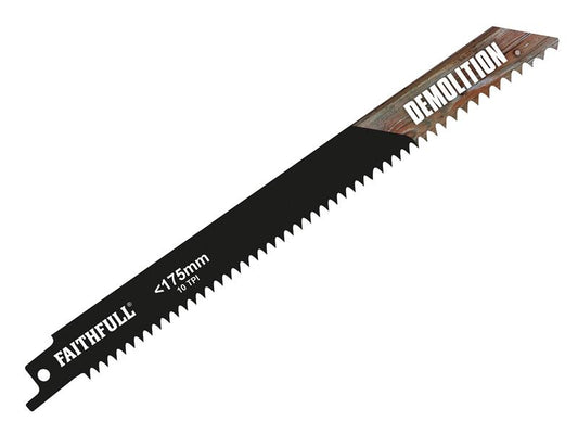 Faithfull S1122HF Bi-Metal Sabre Saw Blade Demolition 200mm 10 TPI (Pack 5) FAISBS1122HF
