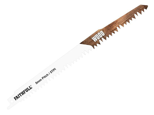 Faithfull S1531L Sabre Saw Blade Wood 240mm 5 TPI (Pack of 5) FAISBS1531L