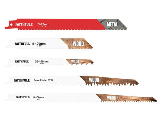 Faithfull Sabre Saw Blade Set, 15 Piece FAISBSSET15M