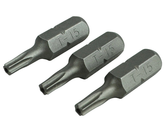 Faithfull Security S2 Grade Steel Screwdriver Bits T15S x 25mm (Pack 3) FAISBT1525S