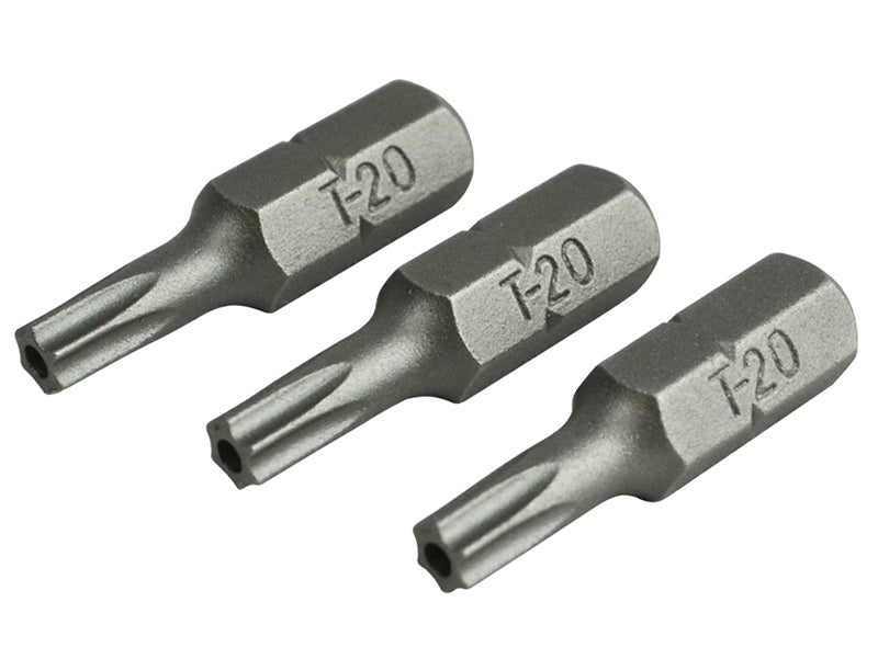 Faithfull Security S2 Grade Steel Screwdriver Bits T20S x 25mm (Pack 3) FAISBT2025S