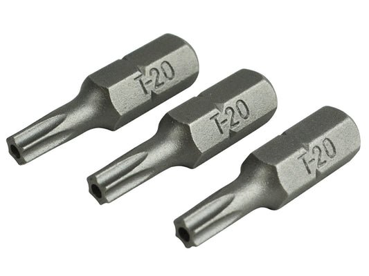 Faithfull Security S2 Grade Steel Screwdriver Bits T20S x 25mm (Pack 3) FAISBT2025S