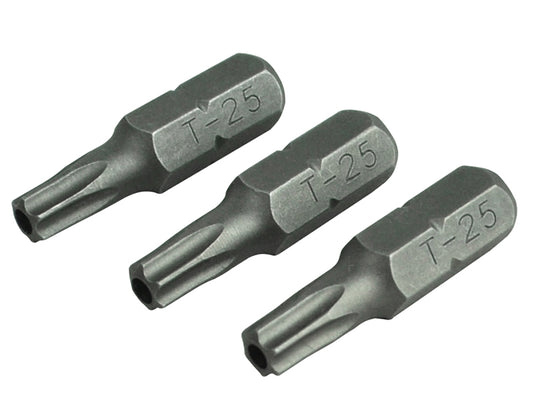 Faithfull Security S2 Grade Steel Screwdriver Bits T25S x 25mm (Pack 3) FAISBT2525S