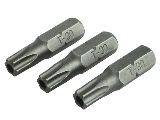 Faithfull Security S2 Grade Steel Screwdriver Bits T30S x 25mm (Pack 3) FAISBT3025S