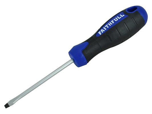 Faithfull Soft Grip Screwdriver Flared Slotted Tip 4.0 x 75mm FAISDF75