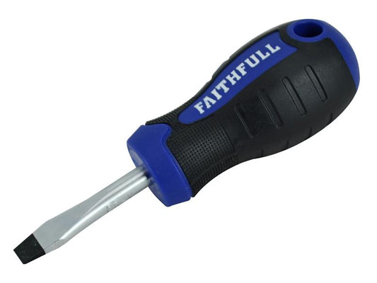 Faithfull Soft Grip Stubby Screwdriver Flared Slotted Tip 6.5 x 38mm FAISDFS