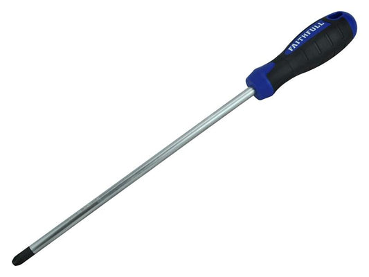 Faithfull Soft Grip Screwdriver Pozidriv Tip PZ4 x 250mm Long Reach FAISDPZ4L