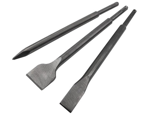 Faithfull SDS Plus Chisel Set 3 Piece Flat Spade And Point FAISDSCSET3