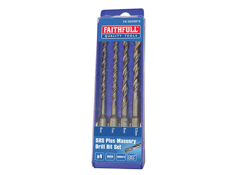 Faithfull SDS Plus Drill Bit Set, 4 Piece FAISDSSET4