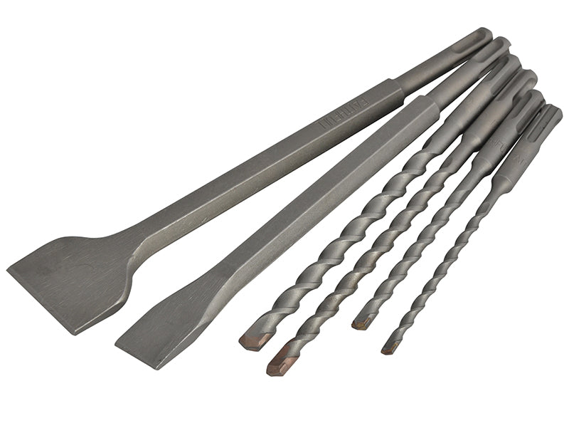 Faithfull SDS Plus Chisel & Drill Bit Set, 6 Piece FAISDSSET6BP