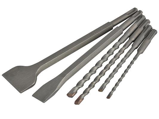 Faithfull SDS Plus Chisel & Drill Bit Set, 6 Piece FAISDSSET6BP