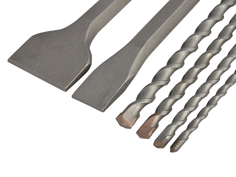 Faithfull SDS Plus Chisel & Drill Bit Set, 6 Piece FAISDSSET6BP