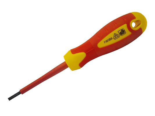 Faithfull VDE Soft Grip Screwdriver Parallel Slotted Tip 4.0 x 100mm FAISDVDE40