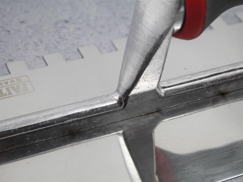 Faithfull Notched Trowel Serrated 10mm Stainless Steel Soft Grip Handle 13 x 4.1/2in FAISGTNOT10S