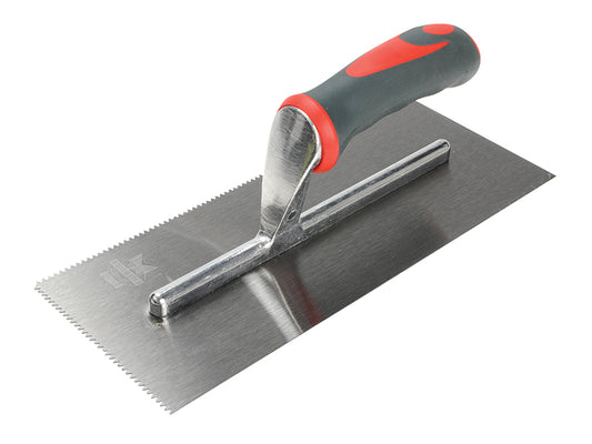 Faithfull Notched Trowel V 3mm Soft Grip Handle 11 x 4.1/2in FAISGTNOT3