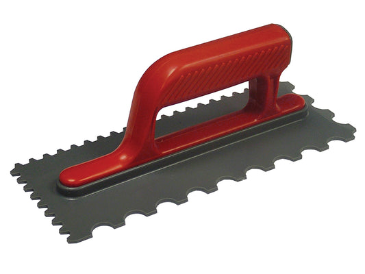 Faithfull Notched Trowel V 4mm & Round 7mm Plastic Handle 11 x 4.1/2in FAISGTNOTP