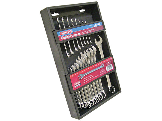 Faithfull Chrome Vanadium Combination Spanner Set, 18 Piece FAISPASETC18