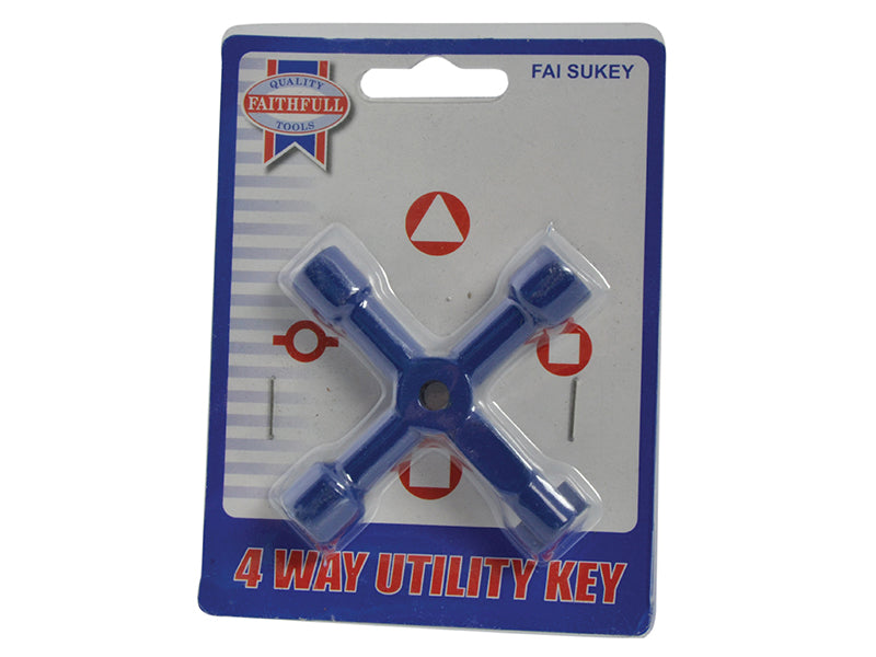 Faithfull 4-Way Services Utility Meter Key FAISUKEY