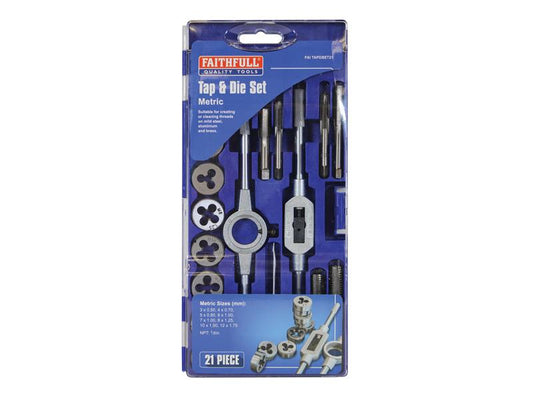 Faithfull Metric Tap & Die Set of 21 Carbon Steel FAITAPDSET21