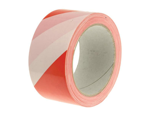 Faithfull Economy Self-Adhesive Hazard Tape Red/White 50mm x 33m FAITAPEHAZER