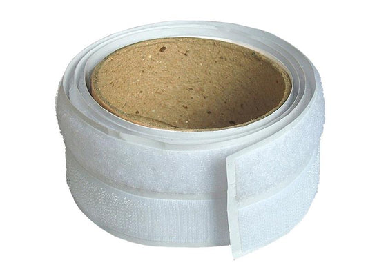 Faithfull Hook & Loop Self-Adhesive Tape 20mm x 1m White FAITAPEHLW