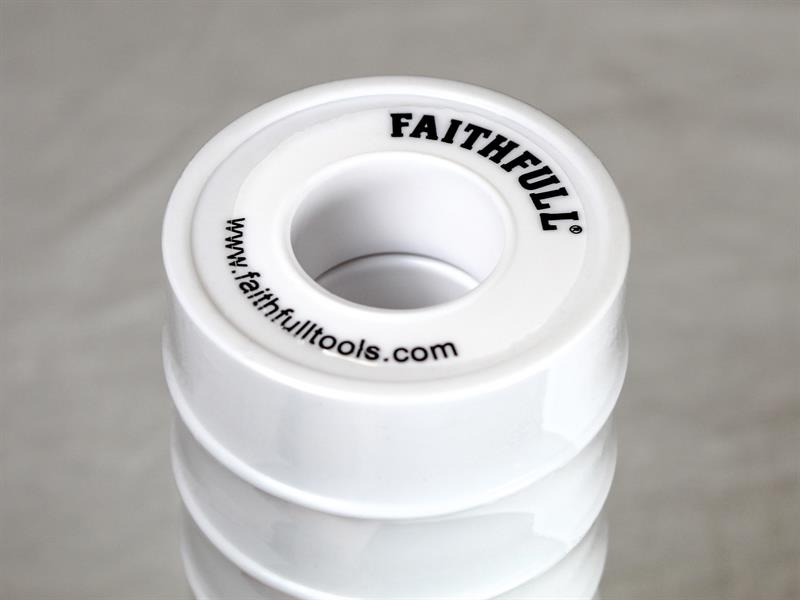 Faithfull P.T.F.E Tape 12mm x 12m White (Pack 10) FAITAPEPTF10
