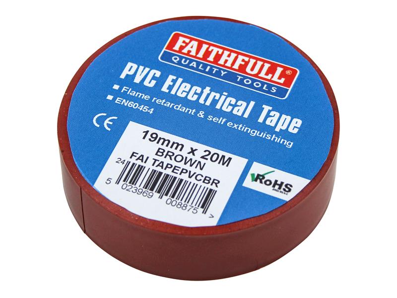 Faithfull PVC Electrical Insulating Tape Brown 19mm x 20m FAITAPEPVCBR