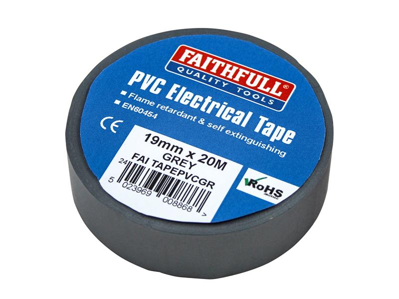 Faithfull PVC Electrical Insulating Tape Grey 19mm x 20m FAITAPEPVCGR